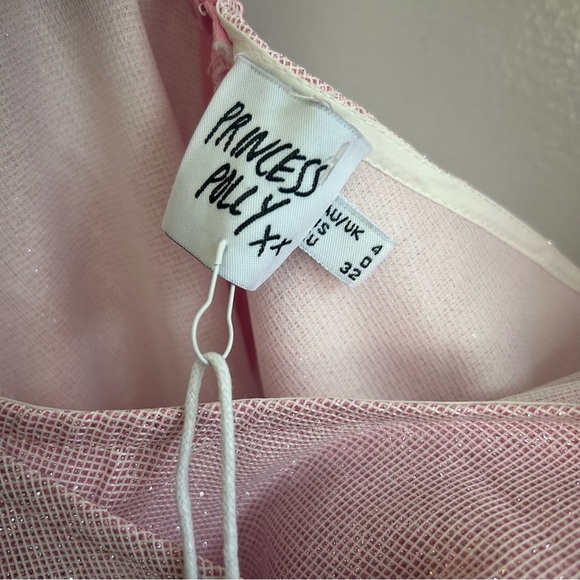 NWT Princess Poly Pink Metallic Halter Wrap Mini Dress Size 0 - Picture 6 of 13